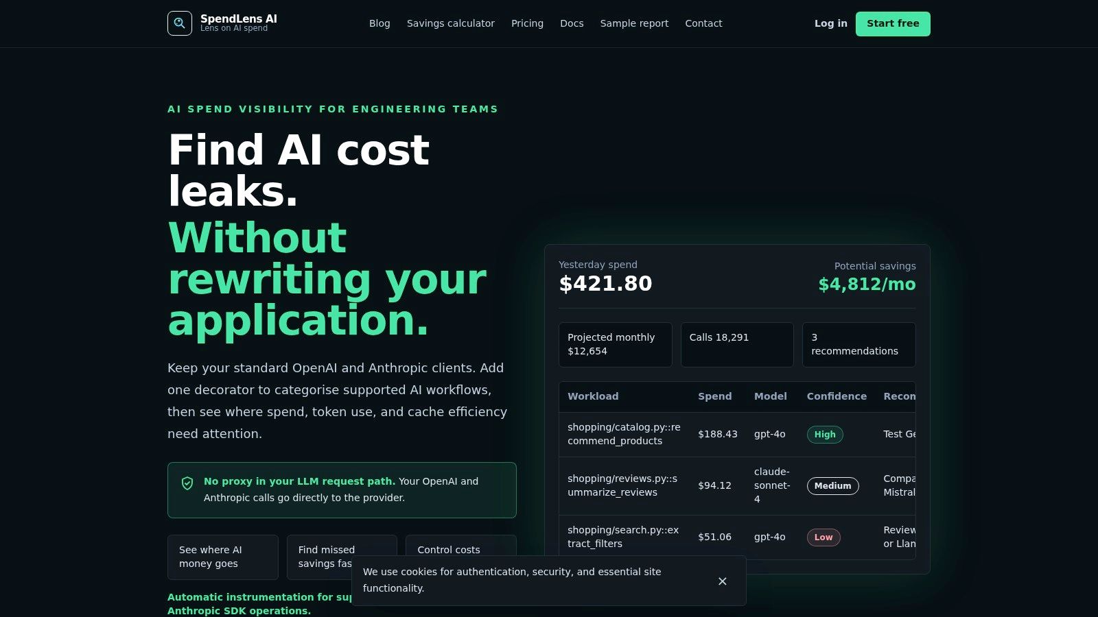 Screenshot from https://spendlensai.dev